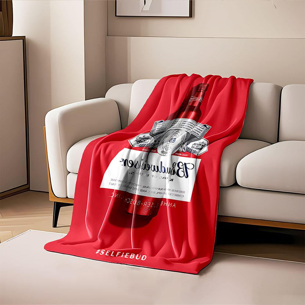 Budweiser Bottle on Red for all seasons blanket lunch break throw gift