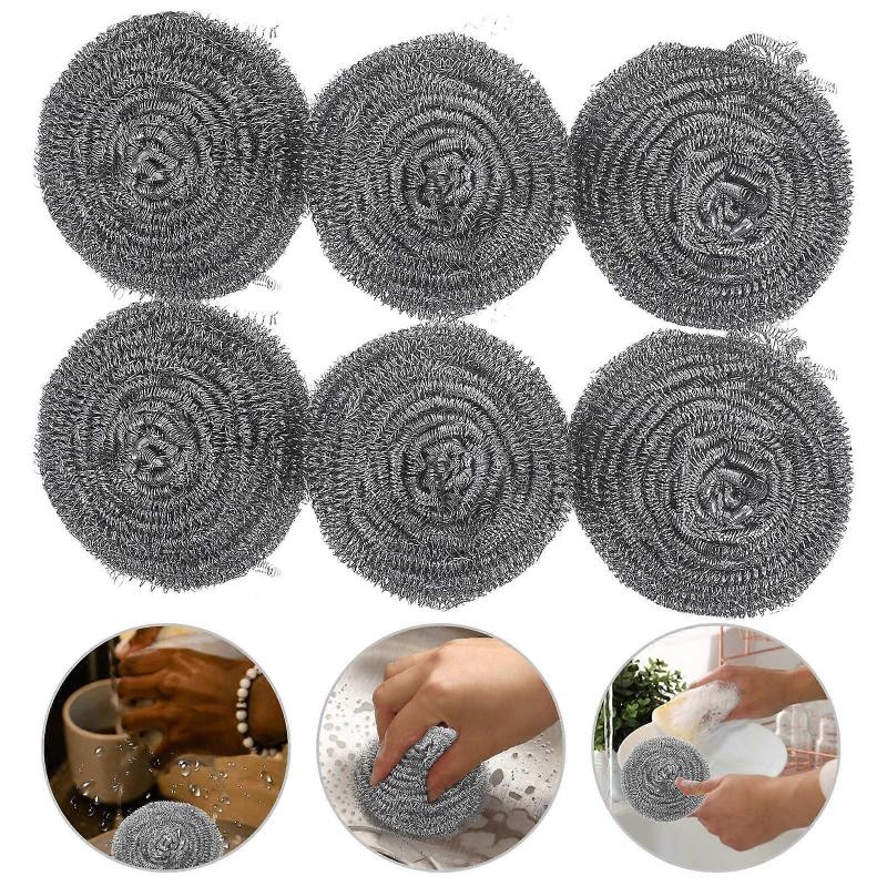 Pan Scrubber Stainless Steel Scrubber for Cleaning Dishes 6Pcs Set
