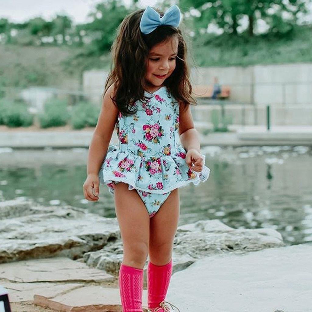 Комбинезон с открытой спиной и цветочным принтом для новорожденных девочек, сарафан