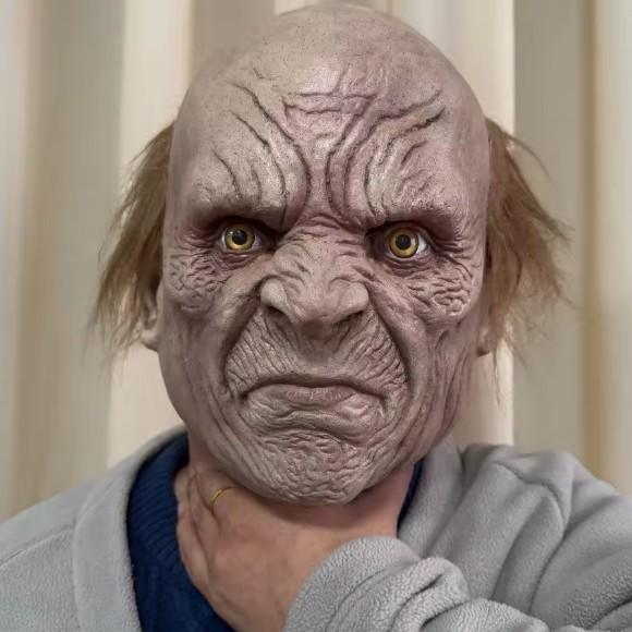 Fierce Old Man Halloween Horror Mask Latex Headgear Mask