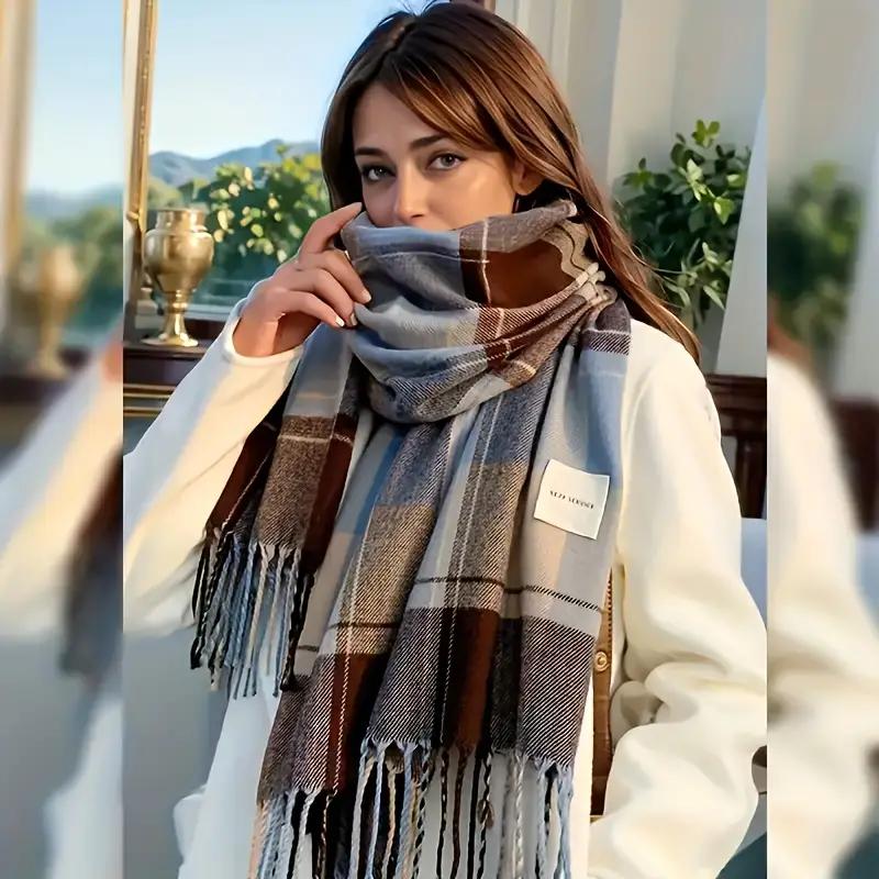New Style Melard Scarf for Women, Suitable for Autumn And Winter, Korean Version, Versatile High-End Checkered Shawl, Couple'S Neck Warmer for Men