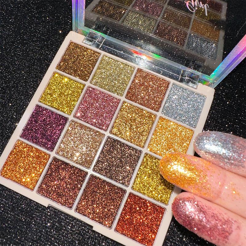 Профессиональная блестящая палитра теней для век Shimmer Diamond Makeup для танцевального выступления сценический макияж 16 цветов
