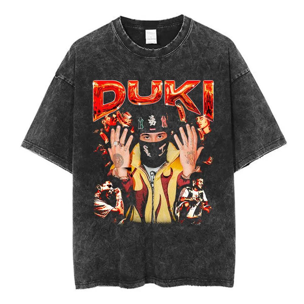 Рэпер Duki ADA Tour Винтажная стираная футболка Мужская Женская Одежда Хип-хоп Оверсайз Футболки Хлопковые Уютные Футболки с коротким рукавом