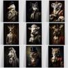 Aristocrat Animals Portrait Posters and Prints Vintage Art Canvas Painting Wall Art Pictures for Living Room Home Decor