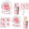 Bride-To-Be Rose Gold Themed Decorative Party Supplies Set Bachelorette Party Venue Arrangement Paper Plates Paper Cups