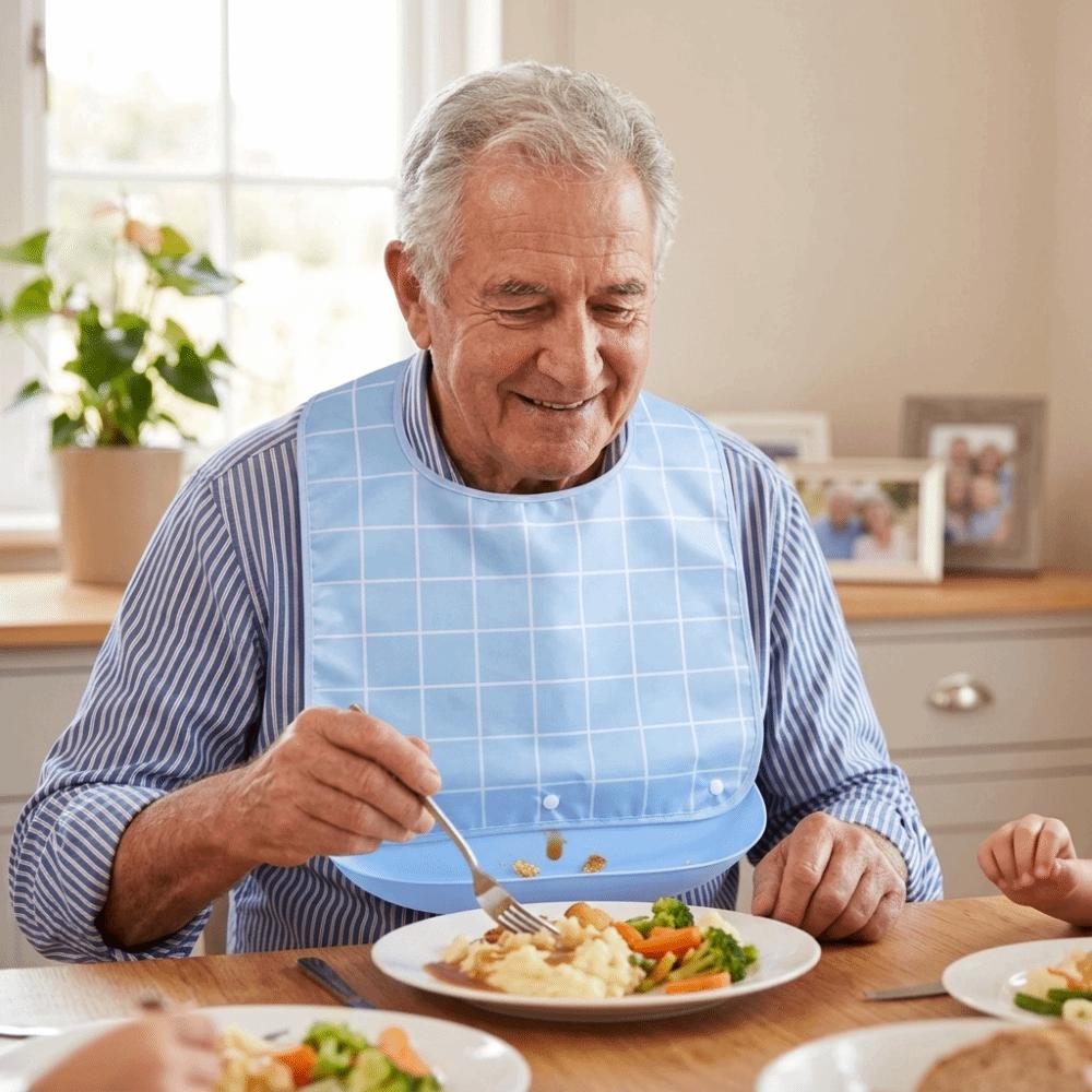 Waterproof Adult Bib Washable Eating Smock Comfortable Feeding Bib  Elderly Care