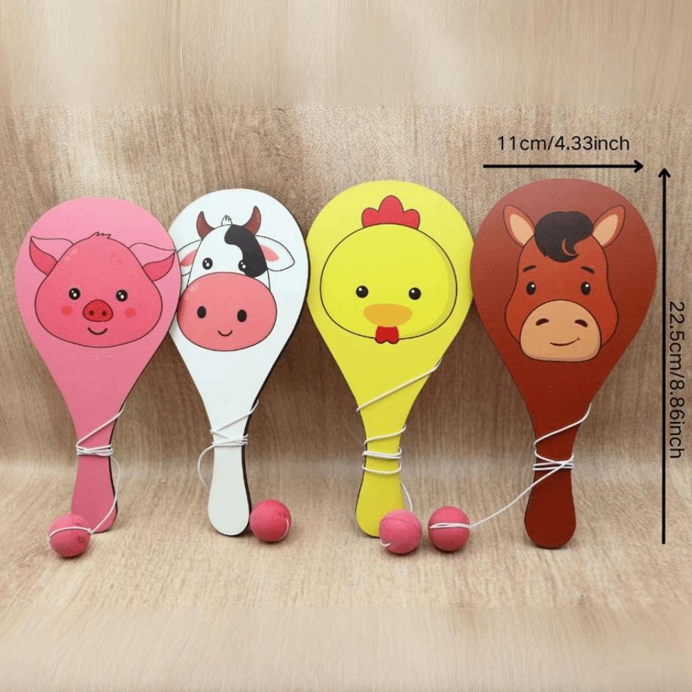 4Pcs Elastic String Paddle Ball Game Portable Wooden Target Ball Outdoor Training