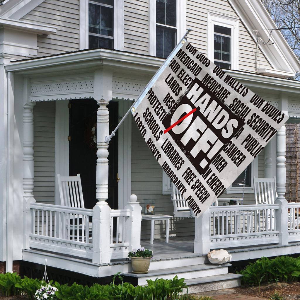 Hands Off Protest Social Security And Medicare Protest Flag Color Fade Resistant Polyester With Brass Grommets Gifts And Room Decor Indoor Outdoor