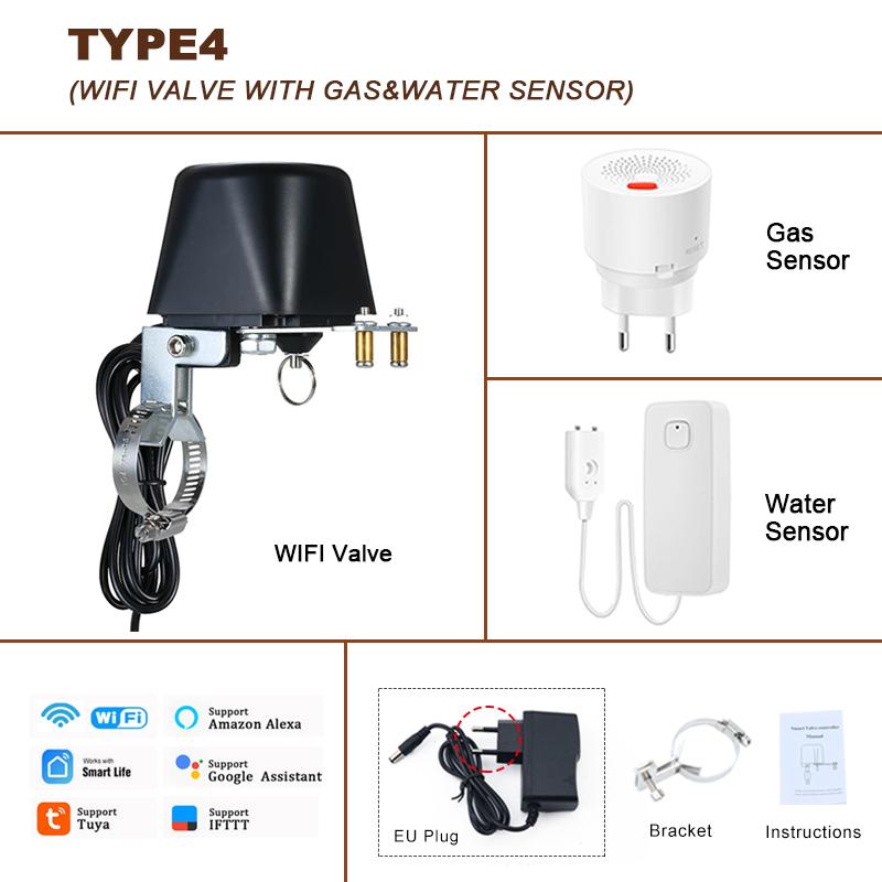 1/2" 3/4" 1" Умный газовый клапан Tuya WIFI Садовый таймер отключения воды Контроллер для полива с датчиком воды/газа Alexa Google