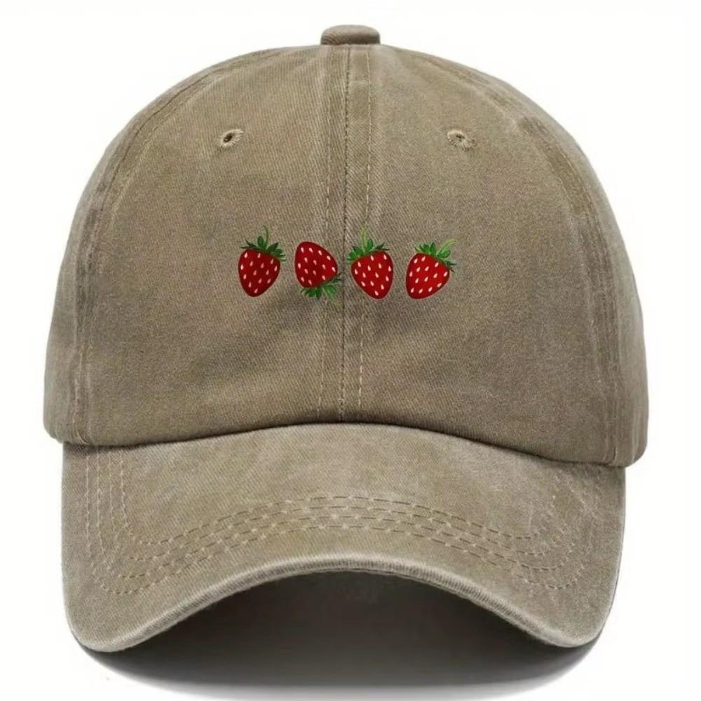 Hip Hop Strawberry Printed Baseball Cap Washed Cotton Sun Hat Streetwear Hats For Man Women Unisex