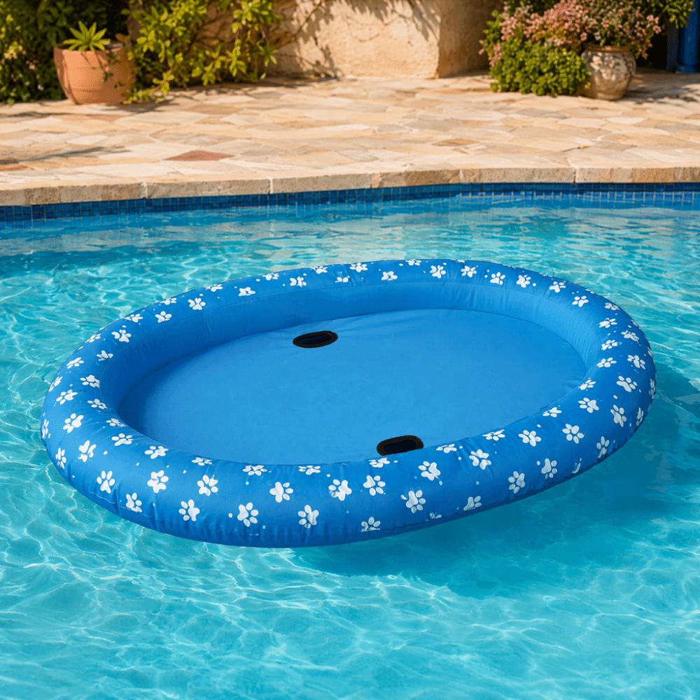 Oval Cushion Shape Pet Floating Raft Flat Center Inflatable Pet Toy Outdoor Water Games