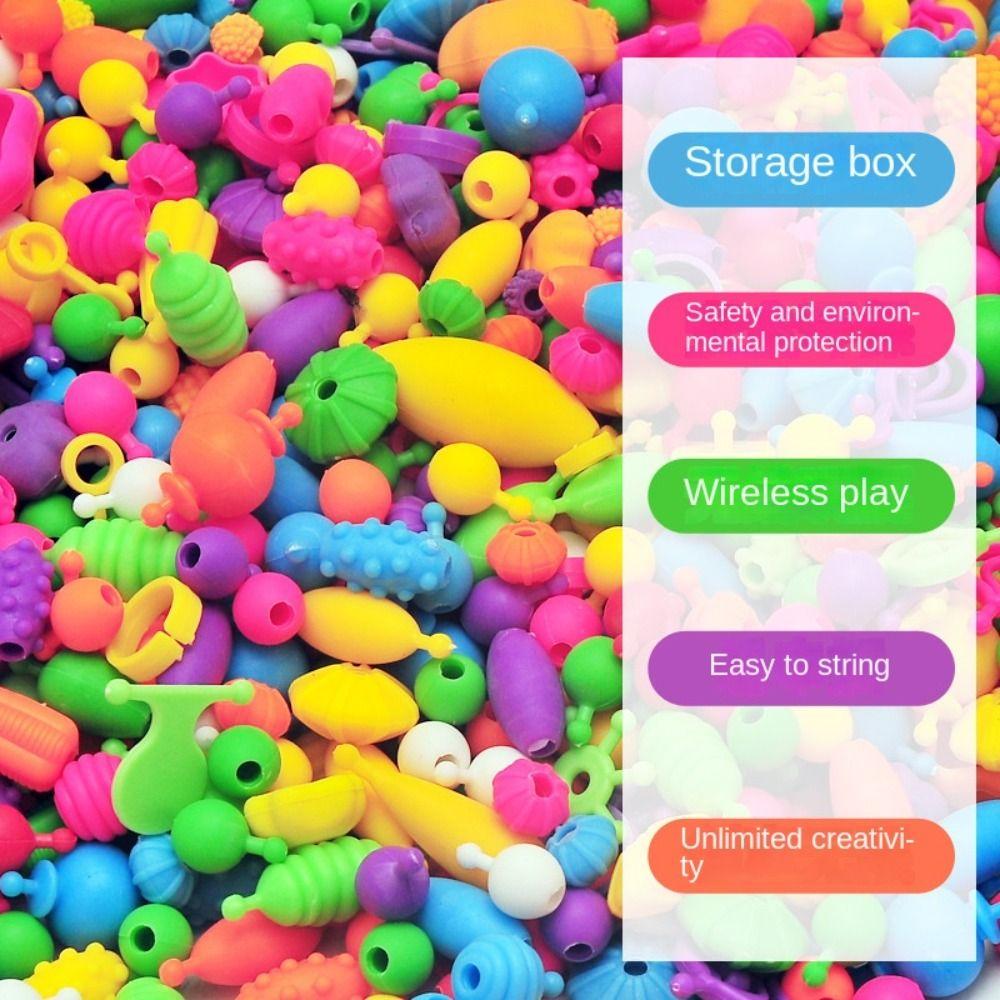 108/188/308pcs Multi-shaped Snap Pop Beads Kits Educational Jewelry Making Toys  Children