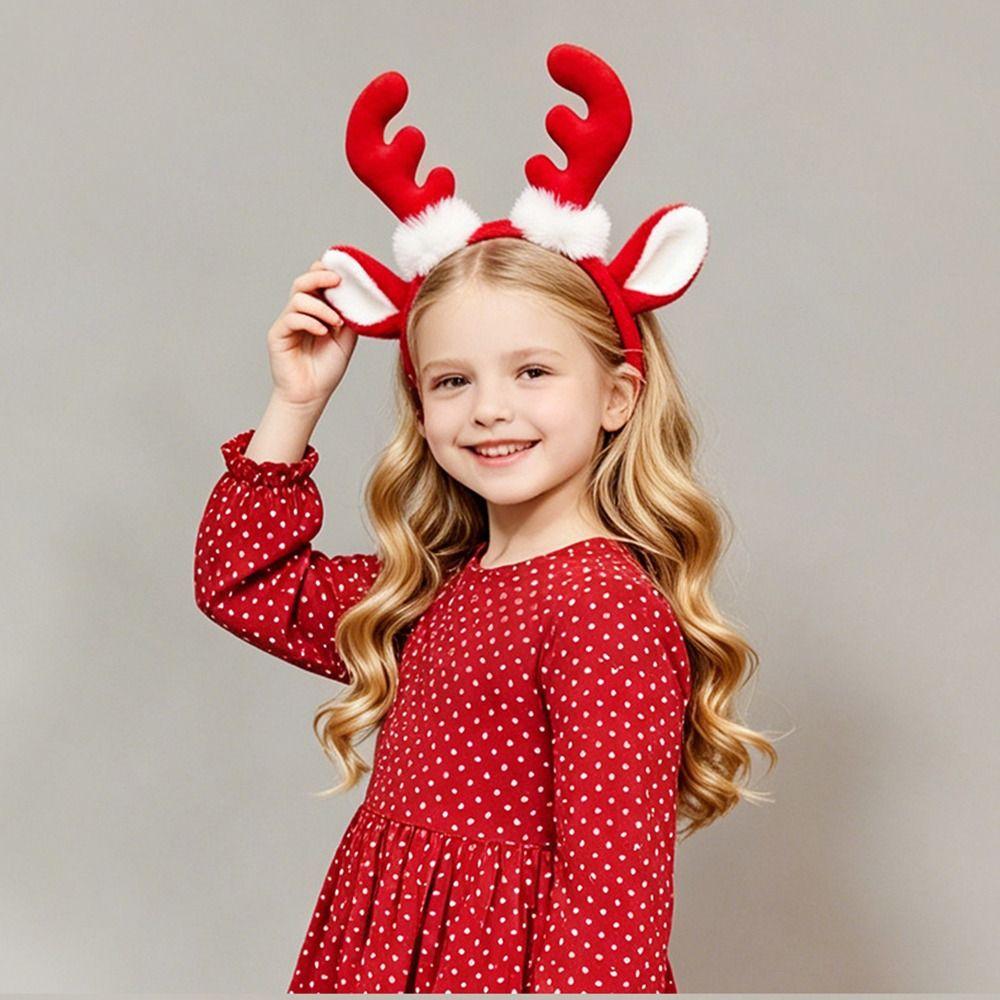 Soft Fabric Reindeer Hair Hoop Plush Deer Ear Hairpiece Christmas Hair Accessories Festival