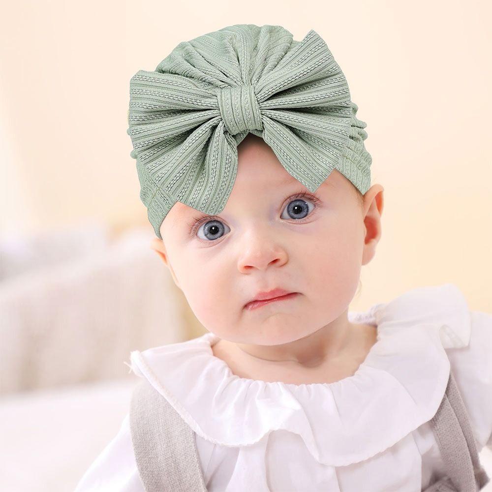 Soft Big Bow Hats Solid Color Toddler Turban Cute Infant Headwear  Baby Girls Boys