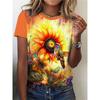 Летняя Цветок Птица 3D Принт Женская Уличная Одежда Харадзюку Повседневная Мода Y2k Топы с Коротким Рукавом и Круглым Вырезом Одежда