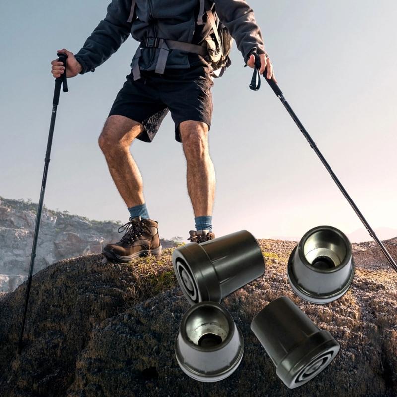 4Pcs Walking Stick Pad Buffers Trekking Poles Cane Tip Protector Hiking Poles Tip Nonslip Foot Cover Hiking Accessories