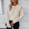 Autumn Winter Vintage Loose Long Sleeve Top Solid Color Cardigan Knitwear O-Neck Sweater