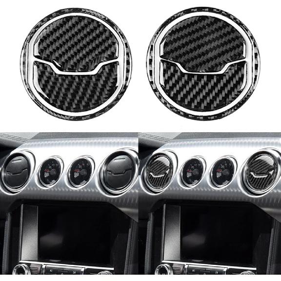 NVCNX Real Carbon Fiber Compatible with Ford Mustang GT 2015- 2016 2017 2018 Accessories Car Gear Shift Frame Cover Interior Trim Sticker Decal
