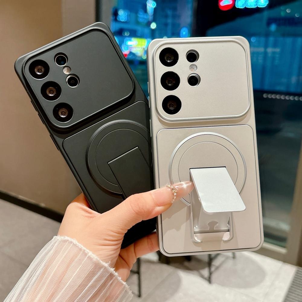 Original Hide Fold Bracket For Magsafe Phone Case For Samsung S26 S25 S24 FE Plus Ultra Shockproof Magnetic Frosted Bumper Cover