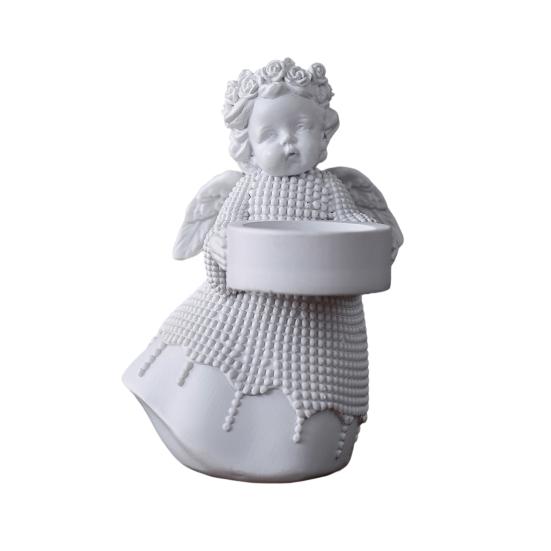 Resin Angel Statue Hug Heart Candlestick Shape Ornament Angel Sculpture Comfortable Feel Angel Ornament