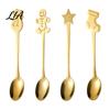 Stainless Steel Coffee Spoons 4Pcs Christmas Dessert Spoons, with Gingerbread Reusable Tasting Man Star Stocking Snowman Handle, Unique Holiday