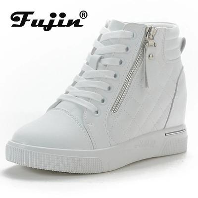 2024 кожаные весенние ботинки из микрофибры на платформе, 7 см, кожаные весенние ботинки на скрытом каблуке до щиколотки, женские брендовые массивные кроссовки, осенняя обувь