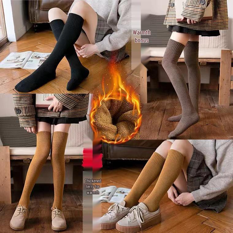 Женские бархатные гольфы выше колена – Толстые, теплые и модные зимние гетры средней длины до колена