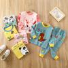 Winter Kids Long Sleeve O Neck T Shirt Pants Set Casual Baggy 2pcs Suit Cotton Cartoon Printes Outfit