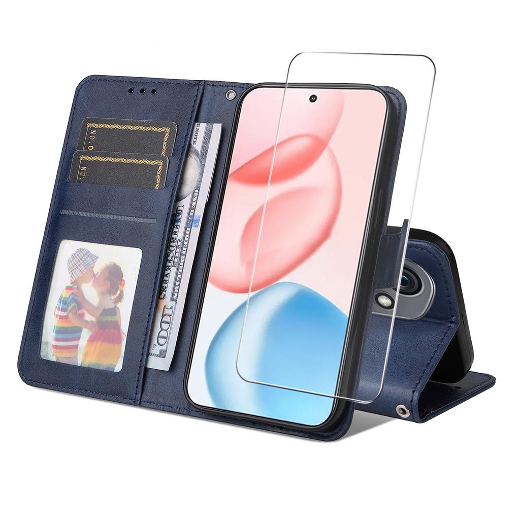 For Honor 400 5G (Global) PU Leather Wallet Case ENKAY HAT PRINCE Phone Stand Cover with Tempered Glass