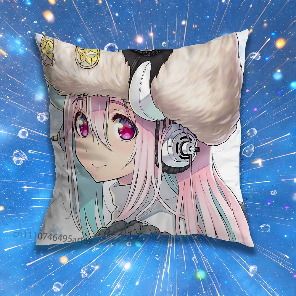 Cute SSuper SSonico Pillow Case For Home Bedroom Car Office Decoration Living Room Sofa Cushion Cover Suitable