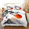 Ink Painting Duvet Cover King Queen Size Tree Trunk Sun Plum Flower Winter Natural Scenery Polyester Bedspreads Cover For Kids