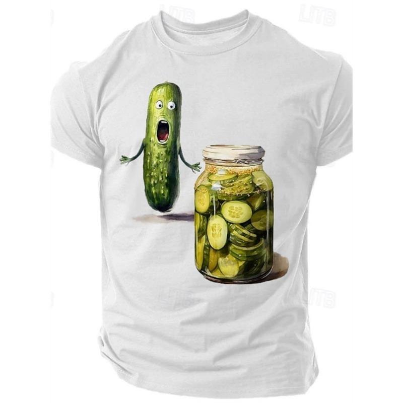 3D-принт забавная футболка с рисунком огурца для мужчин, летняя повседневная футболка с коротким рукавом и круглым вырезом, свободная уличная футболка унисекс из полиэстера