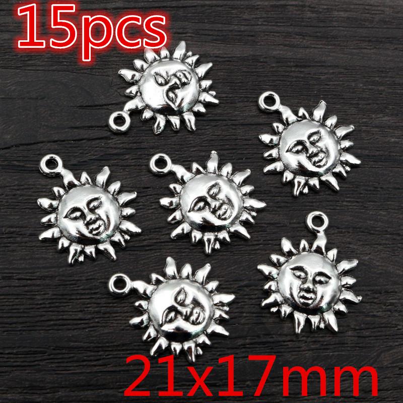 Новая Мода Античное Посеребренное Луна Солнце Цветок Ручной Работы Шармы Подвески DIY Фурнитура для Браслета Ожерелья Аксессуары