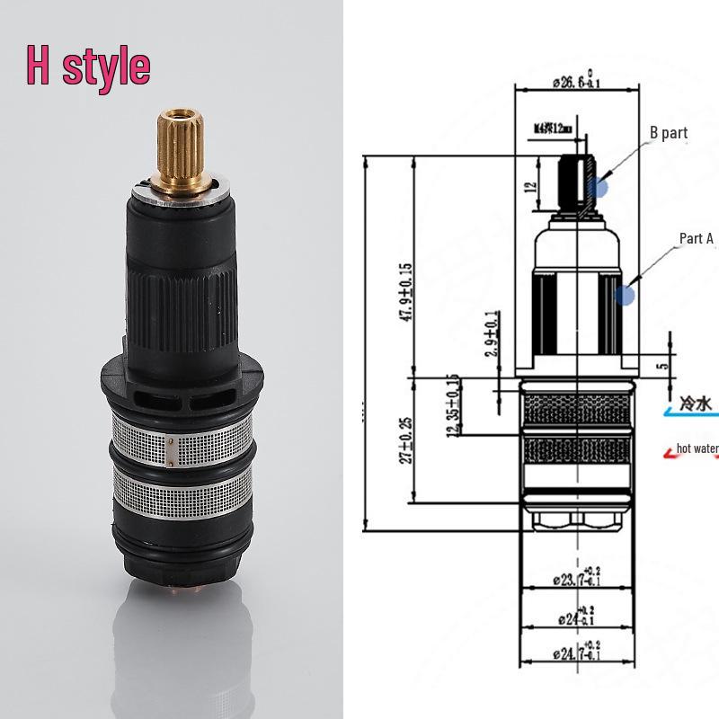 Термостатический картридж для душевой лейки из цельной меди для быстрой регулировки горячей/холодной воды