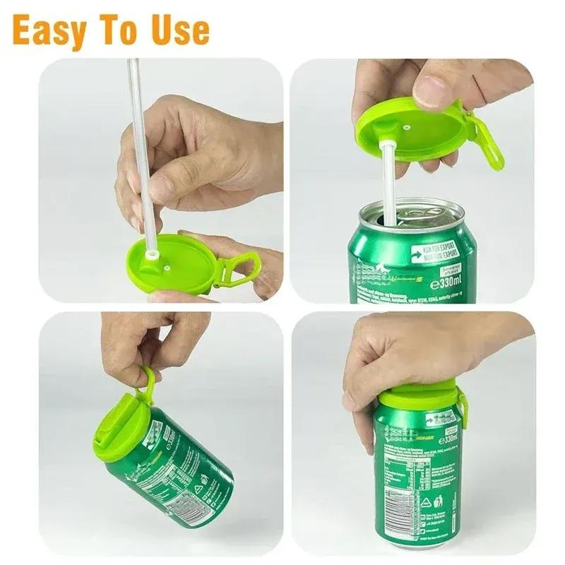 Брызгозащищенный держатель для банки с газировкой с крышкой, портативный, с крышкой для соломинки и ручкой для баночных напитков и пива, подходит для стандартных банок с газировкой 12 унций