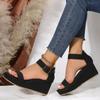 Fashion Wedges Platform Sandals Women 2025 Summer Buckle Strap Thick Heel Sandalias Woman Non Slip Open Toe Casual Shoes Large Size 43