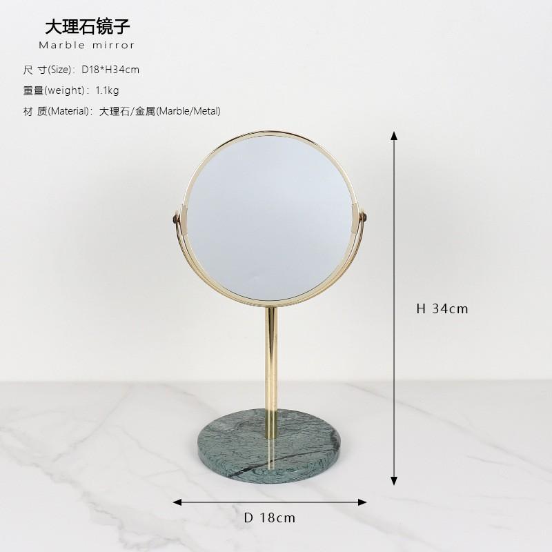 Rotating Dual-Sided Desktop Vanity Mirror With Marble Base Bedroom Bathroom Hotel Home Decor