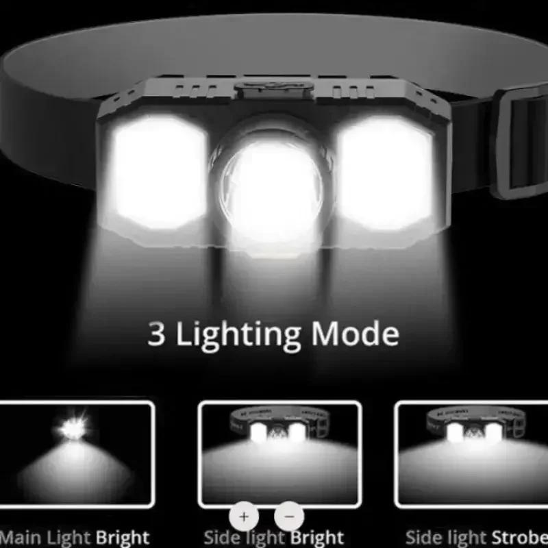 Super Bright LED Headlamp Rechargeable COB Mini Head-mounted Lighting Lamp for Camping Hiking Fishing Flashlight Mining Lamp