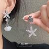 Асимметричные серьги-звезды с текстурой серебряной иглы Европейский и американский нишевый персонализированный дизайн серег легкая роскошь высококачественные серьги