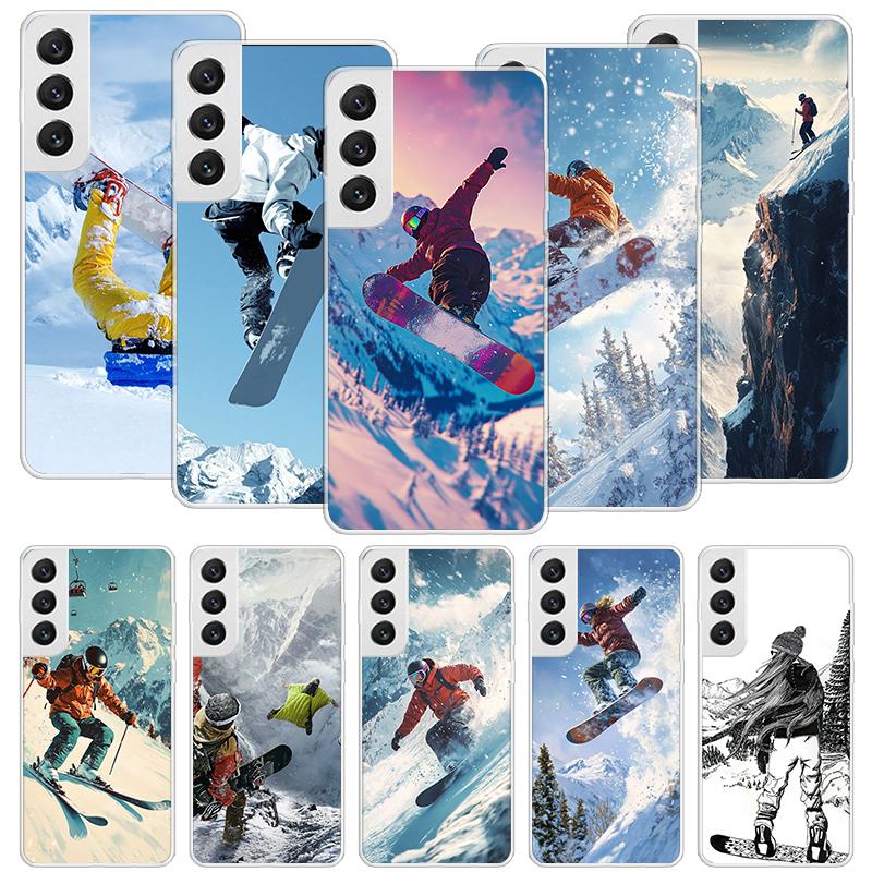 Экстремальный чехол для телефона Adventure Snowboarding для Samsung Galaxy S26 Ultra S23 S24 S25 Edge S20 FE S21 S22 Plus Мягкий Печатный Корпус Cov