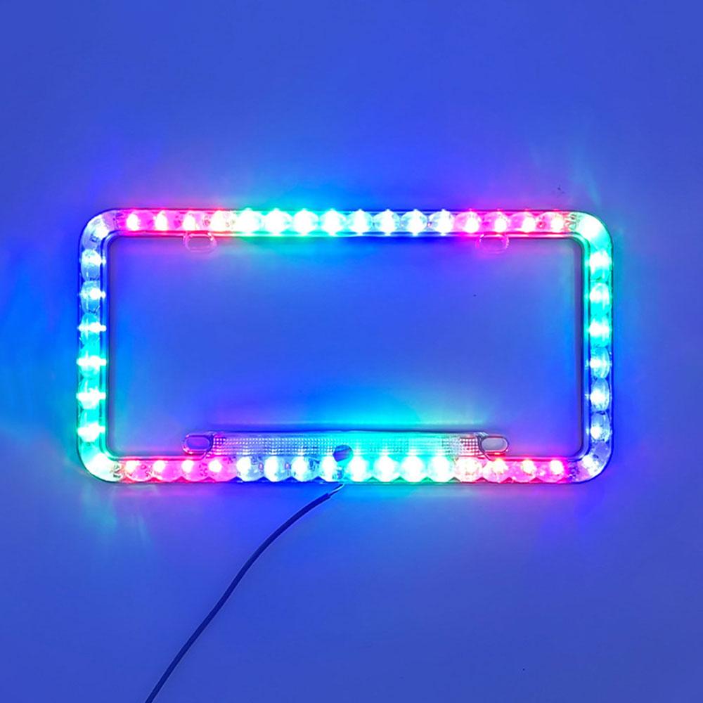 Подсветка рамки номерного знака 12V Многоцветная светодиодная мигающая лампа Передний задний держатель рамки номерного знака для автомобилей, грузовиков, авто, автомобильные аксессуары