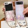 Металлический шнурок Мягкий прозрачный чехол из ТПУ для Samsung Galaxy Z Flip 6 5 4 3 5G Flip5 Flip6 Flip4 Flip3 Складной чехол с мраморным принтом
