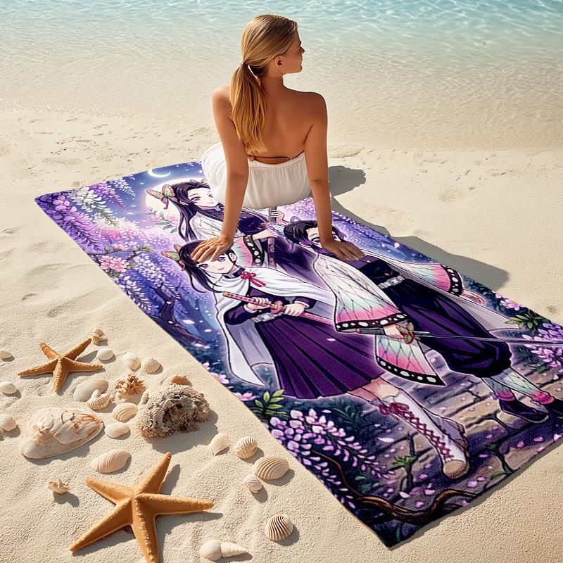 Japanese artist Koyoharu Gotouge's Demon Slayer beach towel, outdoor camping vacation swimming beach towel, outdoor absorbent bath towel blanket K6