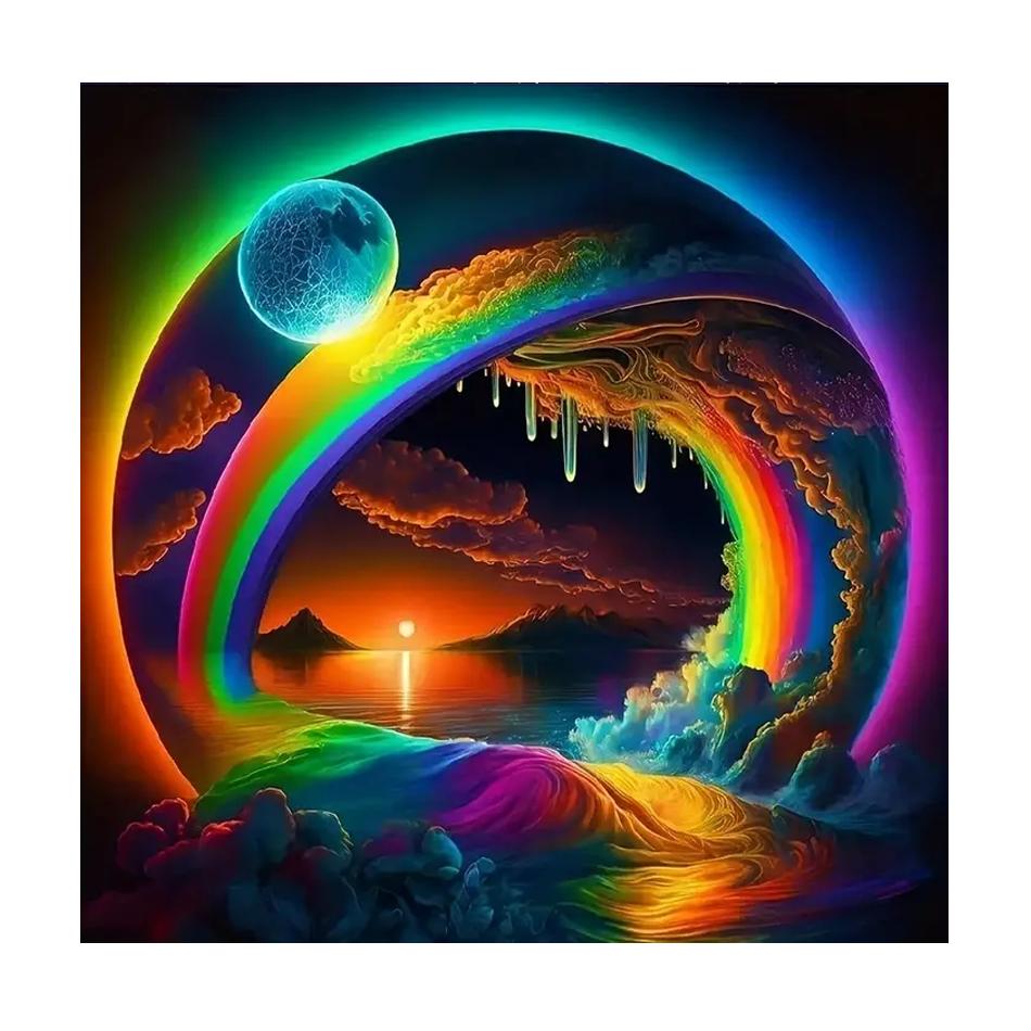 Frame Painting By Numbers For Adults Kits Colorful Wave Landscape Picture By Numbers Diy Crafts For Home Decors 40x40