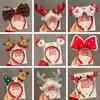 Christmas Headband Anlter Shiny Sequin Ear Bow Santa Decor Elastic Spring Anti-slip Regular Fit Narrow Band New Year Party Photo Prop Hair Accessories