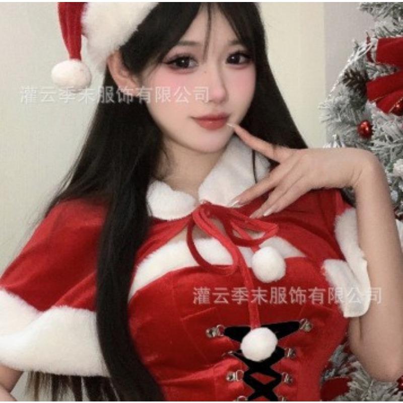 Сексуальное нижнее белье в стиле принцессы! Рождественская шаль бархатное платье сексуальная шнуровка на талии чистая похоть B82