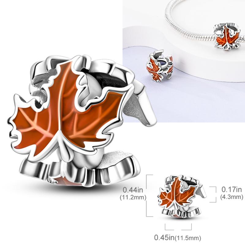 Медный кулон в виде кленового листа и ежовика, цветы, предохранительная цепочка, бусины, шармы, подходит для браслета с отверстием 4 мм, сделай сам, ювелирные изделия