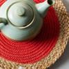 Jute Set of 2 Dining Table Mat 30Cm Round Mat - Coral (Single Ring) | Used As Centre Table Decor Placemat/House Warming Gifts for New Home