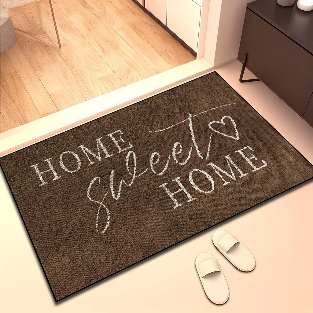 1pc Home Sweet Home Letter Pattern Welcome Mat with Heart Accents, Suitable for Indooroutdoor Doorways, Living Rooms, Bedrooms