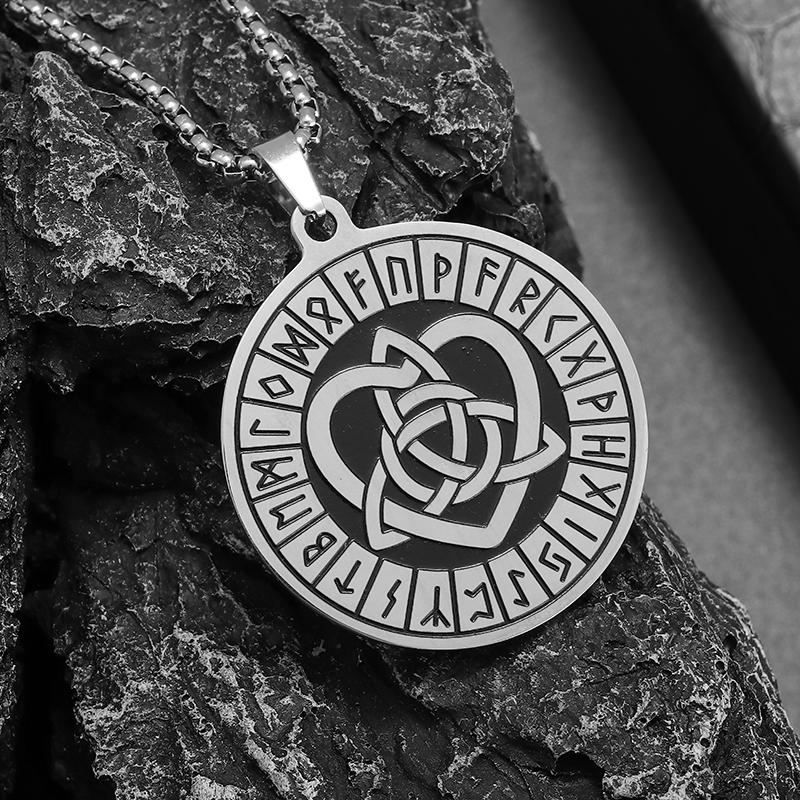 Нержавеющая Сталь Скандинавская Руна Одина Ирландский Кельтский Тройной Узел Кулон Ожерелье Мужчины Женщины Счастливый Амулет Украшения